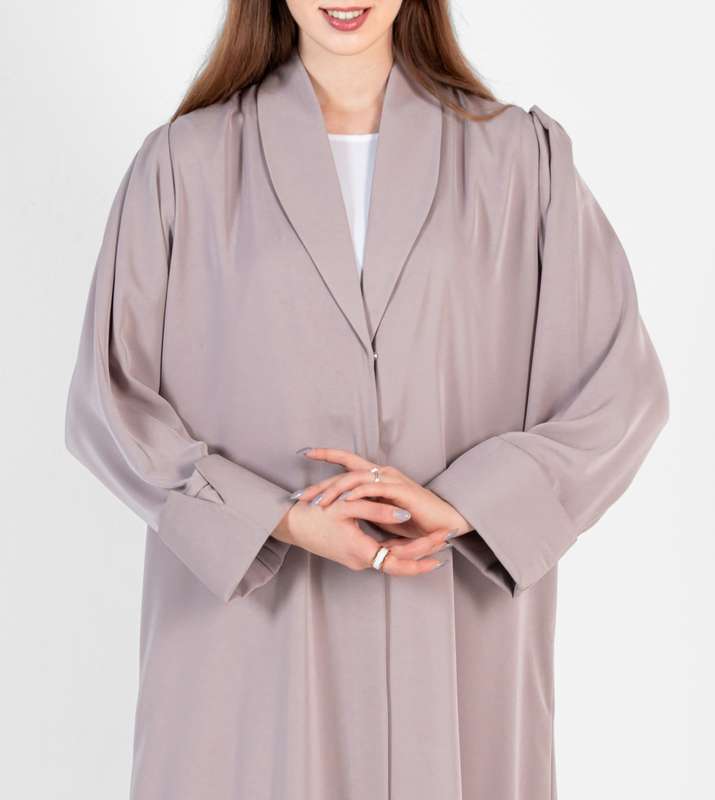Beige abaya with Jacket cutting and puff sleeves