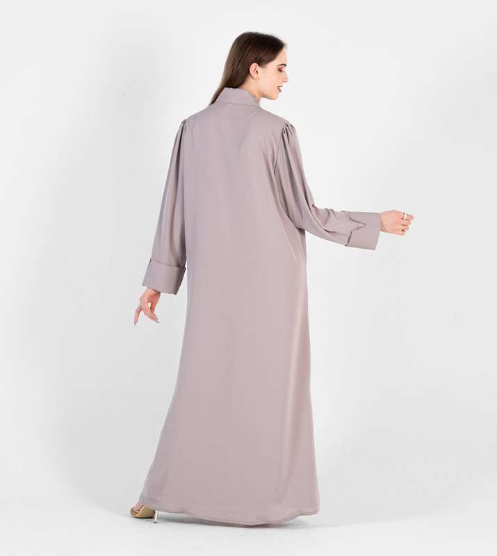 Beige abaya with Jacket cutting and puff sleeves