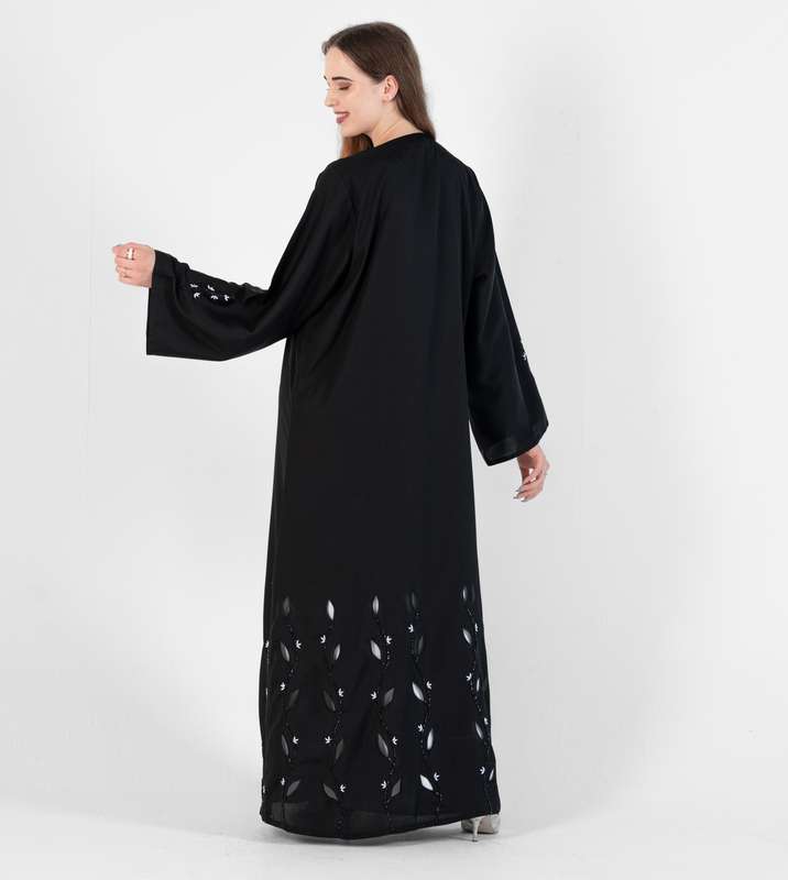 Abaya With Leaves Cutting Design With hand embroidery