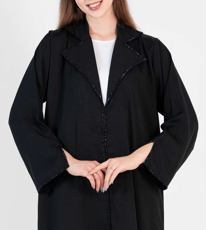 Salona fabric Abaya With Black stone style