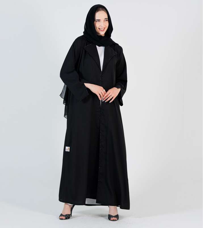 Salona fabric Abaya With Black stone style