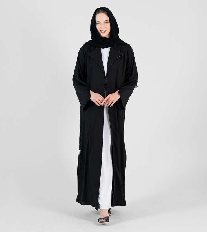 Salona fabric Abaya With Black stone style