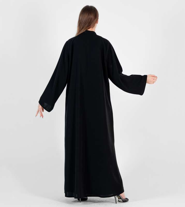 Abaya with Stitching design Silver and black