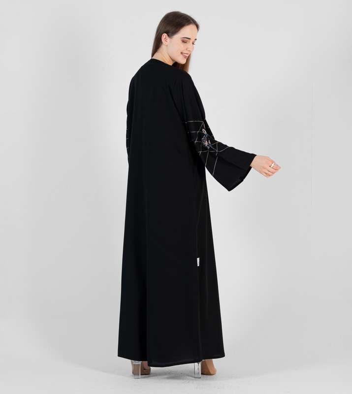 Abaya with design Brown and Blue hand embroidery