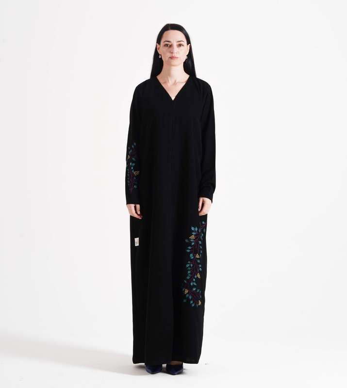 Open Abaya With Blue  Colors  with Hand Embroidery Design