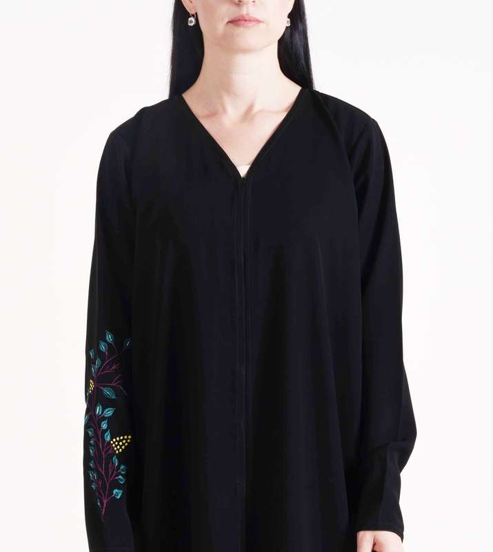 Open Abaya With Blue  Colors  with Hand Embroidery Design