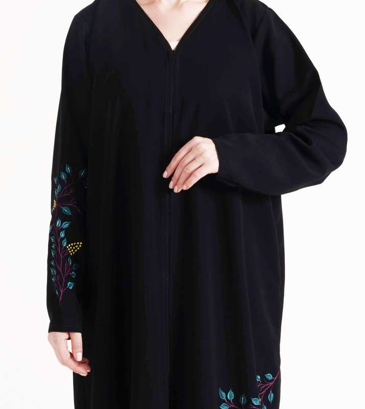 Open Abaya With Blue  Colors  with Hand Embroidery Design