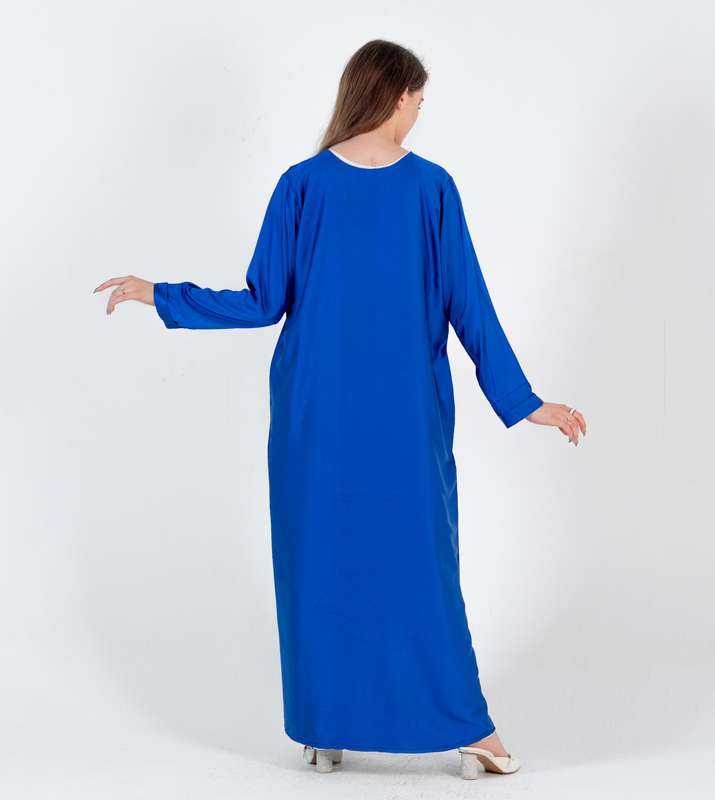 Blue Abaya with Heart Pocket style - Elastic Sleeves