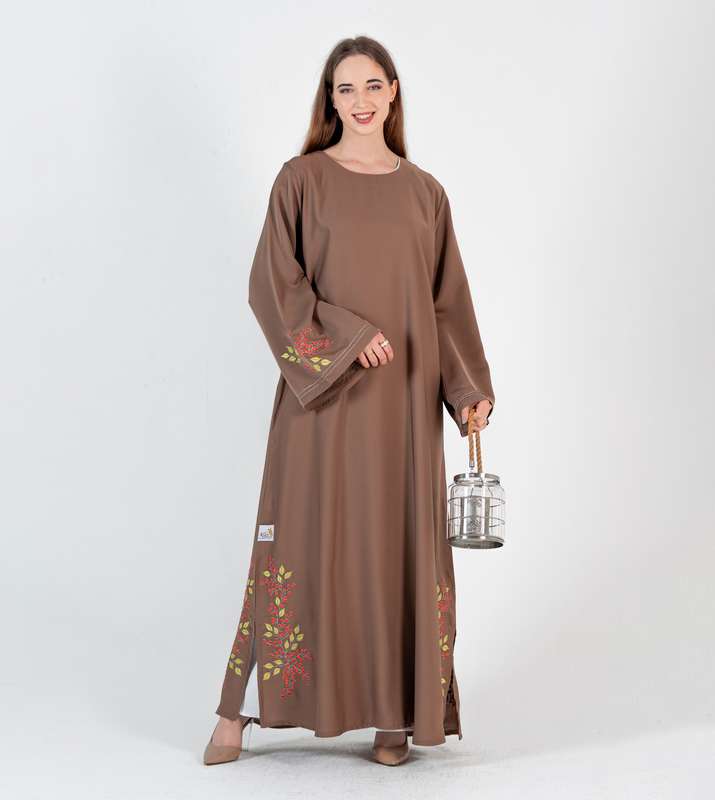Simple Abaya On Orange stitching design