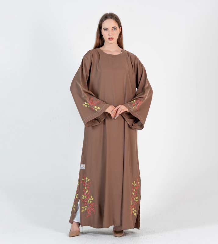 Simple Abaya On Orange stitching design