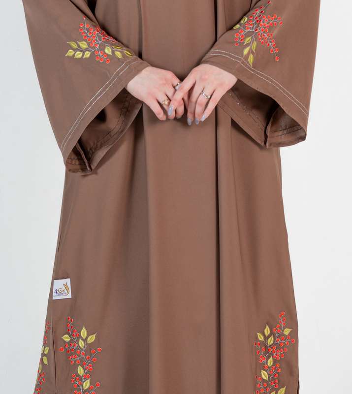 Simple Abaya On Orange stitching design