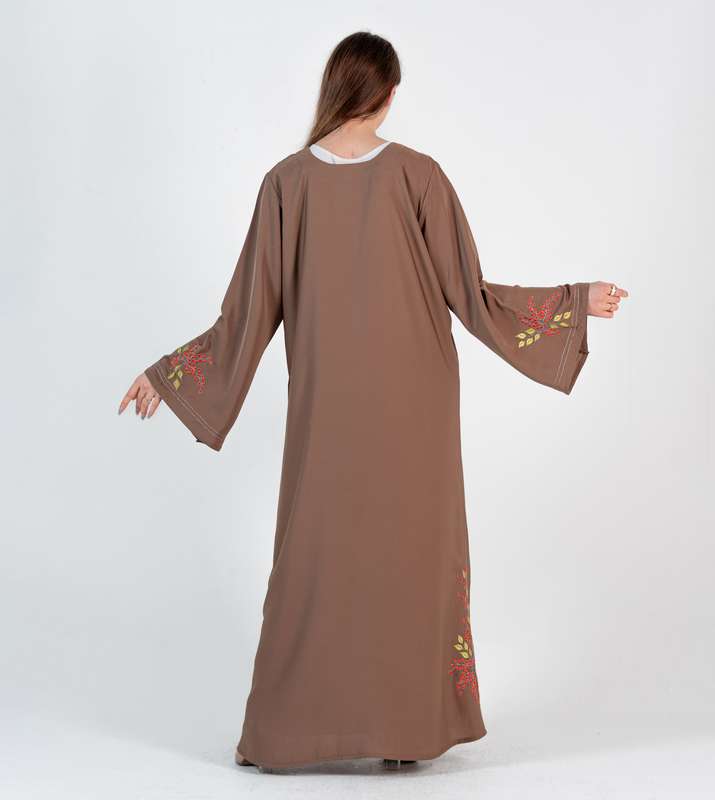 Simple Abaya On Orange stitching design