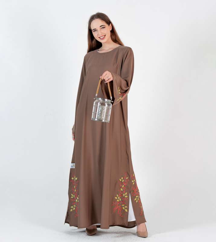 Simple Abaya On Orange stitching design