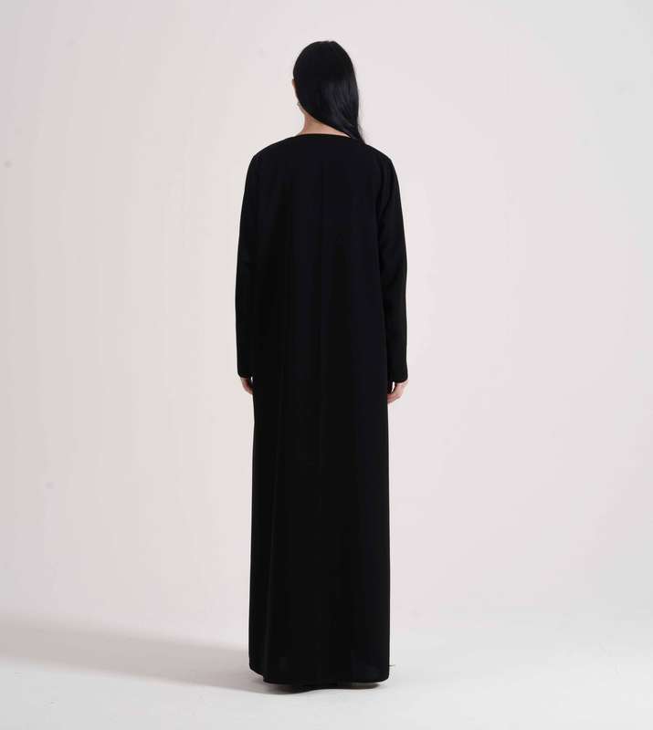 Open Abaya With Pink  Colors Embroidery Design