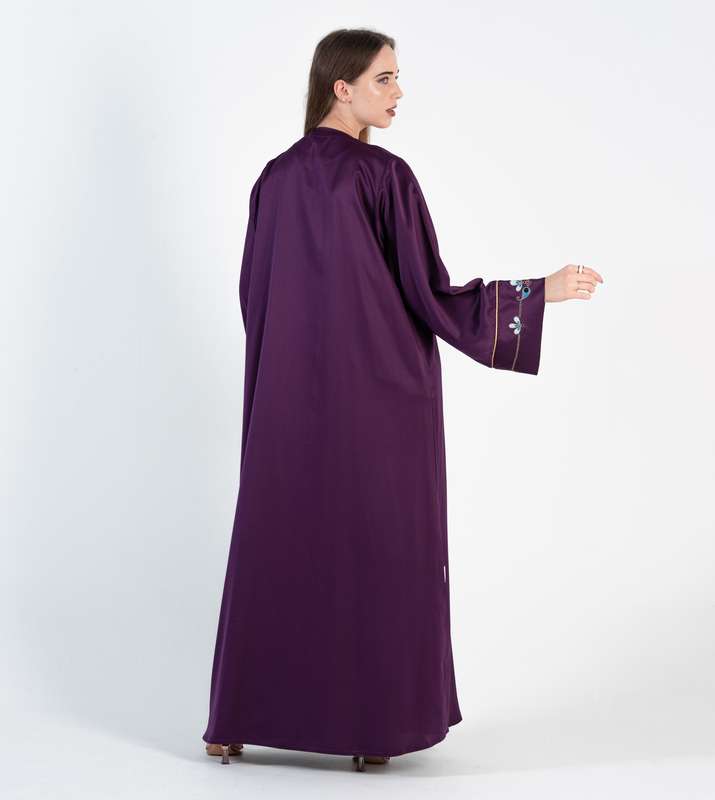 Abaya Bisht with Palm Eyes Flowers Embroidery Design