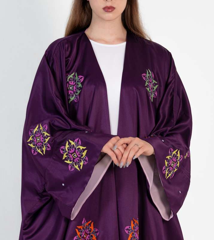Abaya Bisht with Mix Colors Embroidery Design with double fabric
