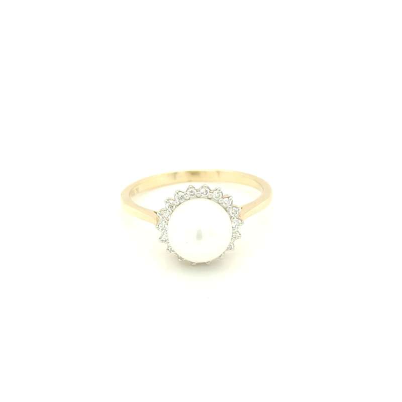 RPD002007001 18K Yellow Gold Pearl Diamond Ring