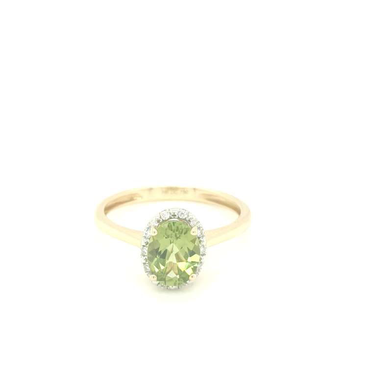 RQD000649001 18K Yellow Gold Peridot Diamond Ring