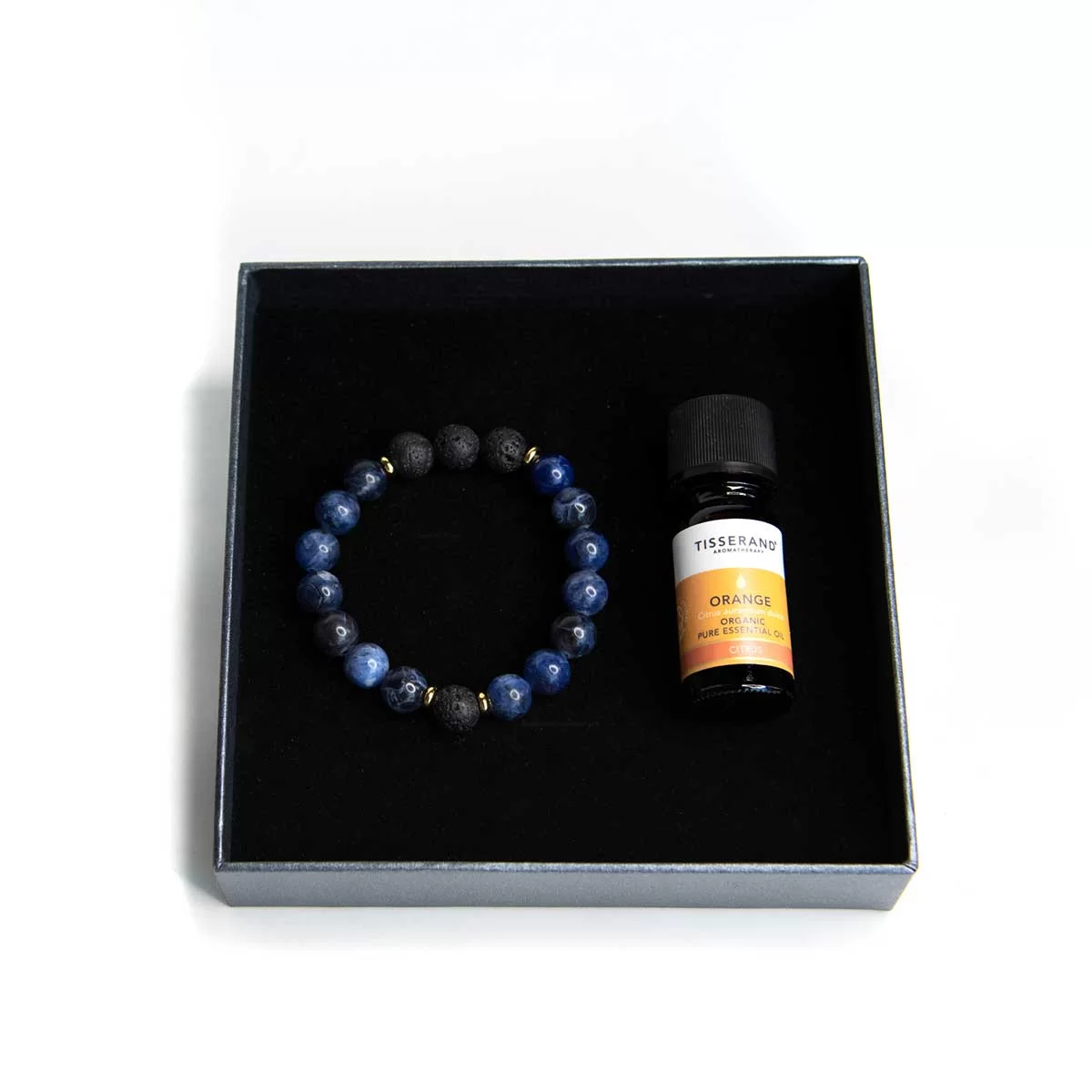 Sodalite & Lava stone bracelet with orange essential oil