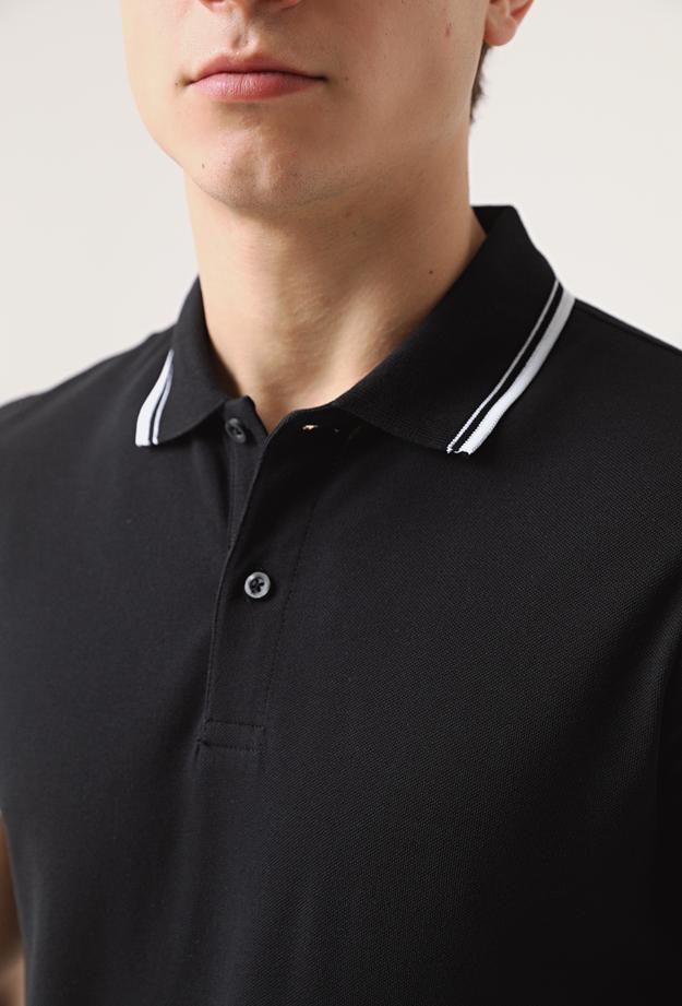 TWN Slim Fit Black Polo T-Shirt