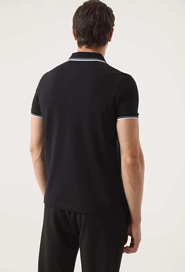 TWN Slim Fit Black Polo T-Shirt