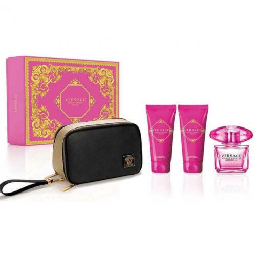 Versace Bright Crystal Absolu 4pcs (EDT90ml+B/L 100ml+S/G 100ml+Pouch) Set