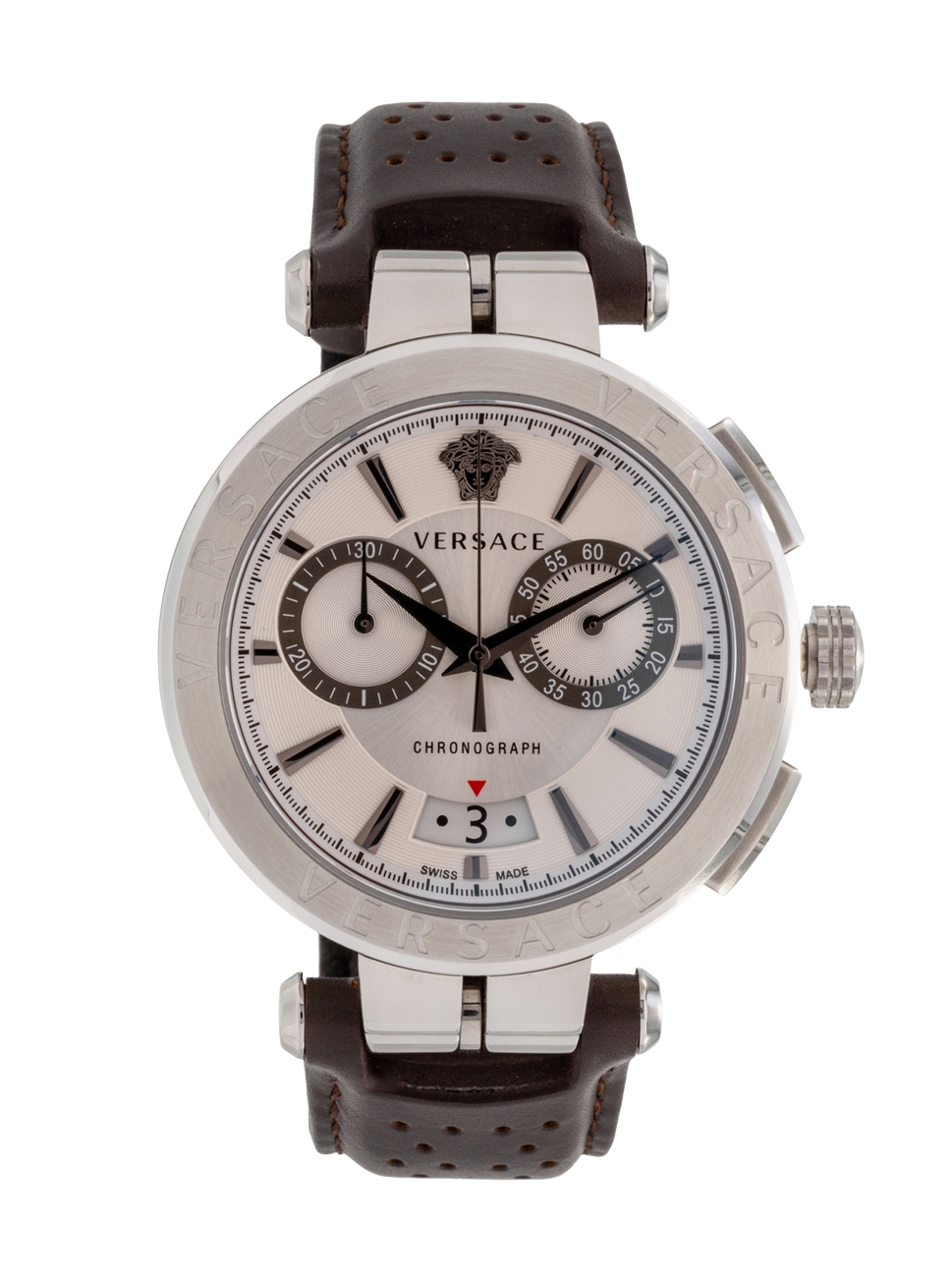 Versace Men"s Aion Chronograph Watch, VE1D00119, Silver Brown, 45mm