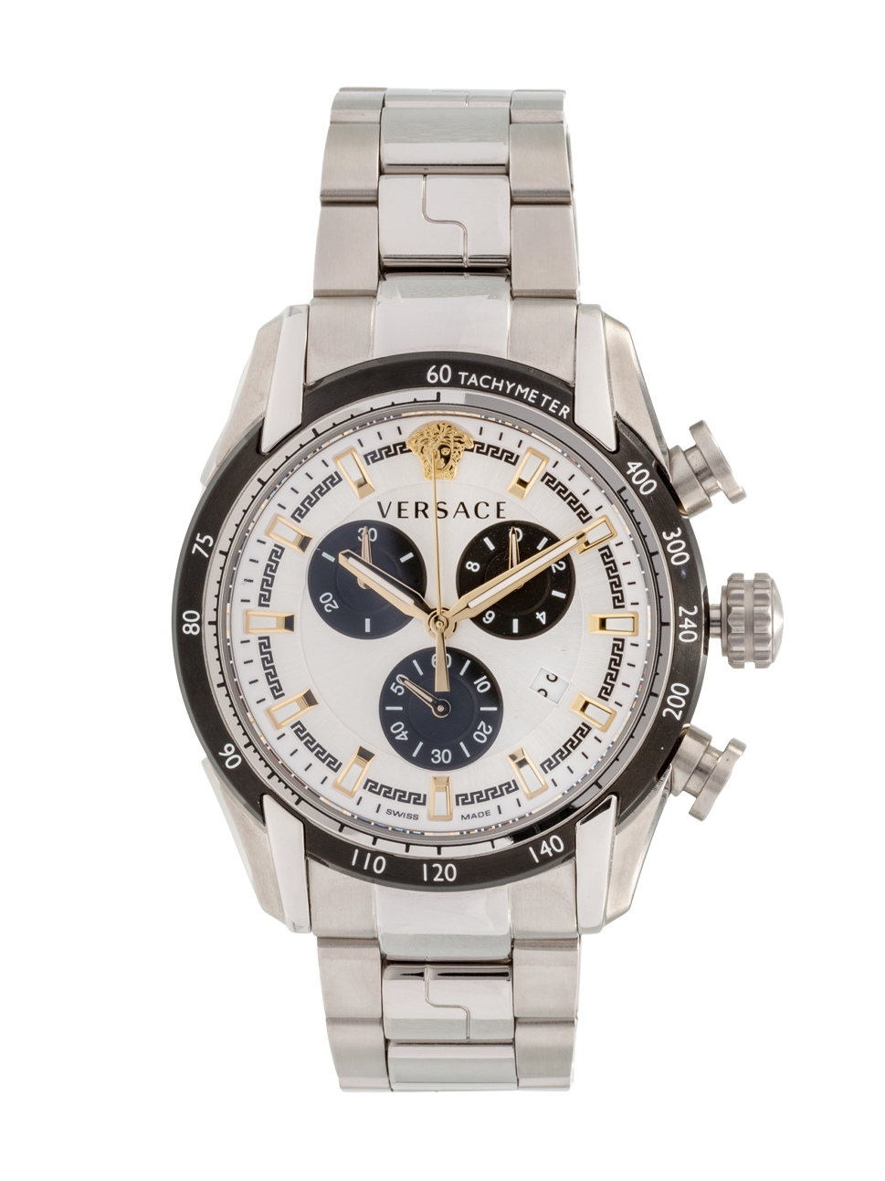 Versace Men"s V-Ray Mov"t Vertime Watch, VE2I00321, White Silver, 44mm