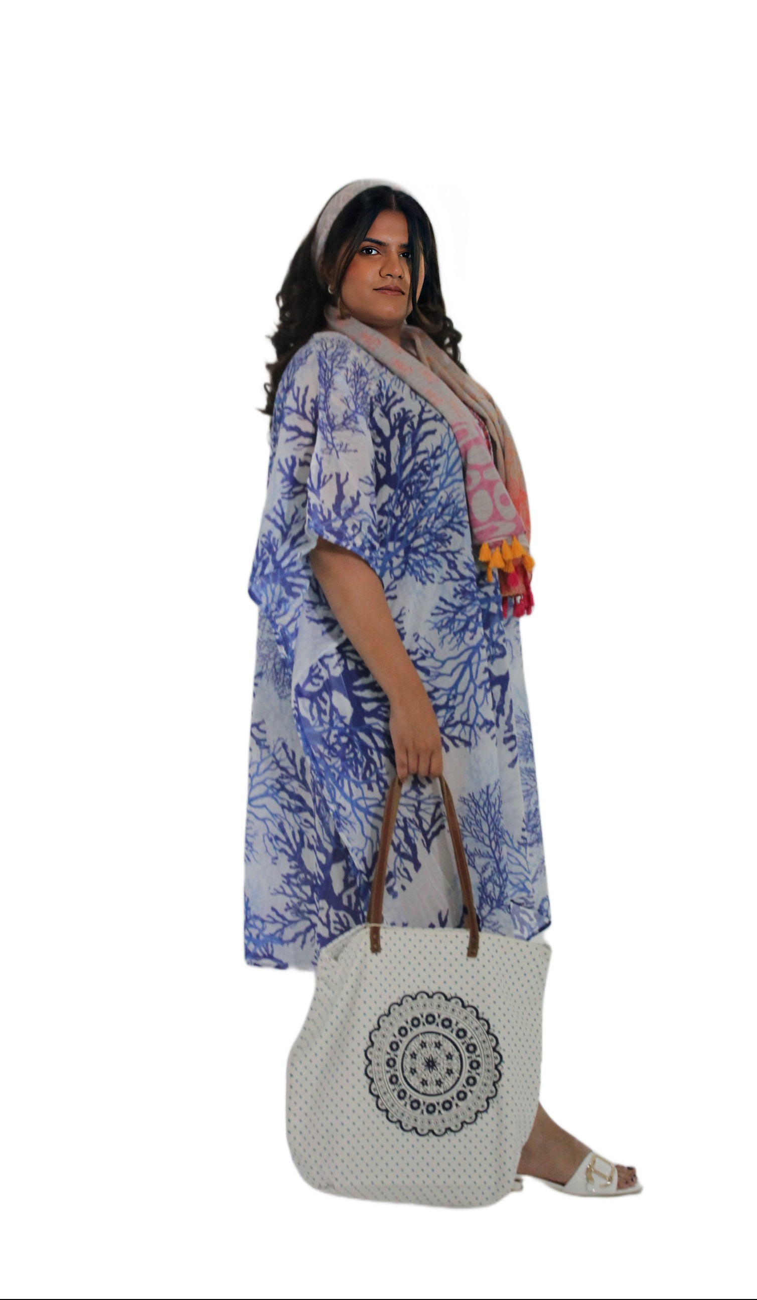 PRINTED LONG KAFTAN ROUND TASSELS VZG-002 AFTERSHOCK LONDON 