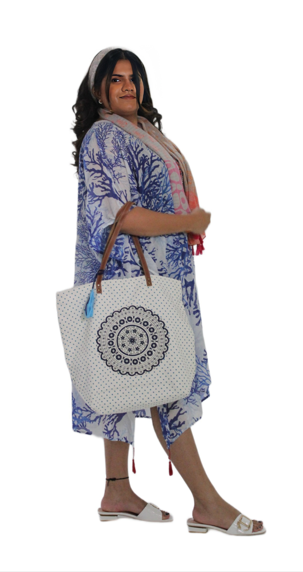 PRINTED LONG KAFTAN ROUND TASSELS VZG-002 AFTERSHOCK LONDON 