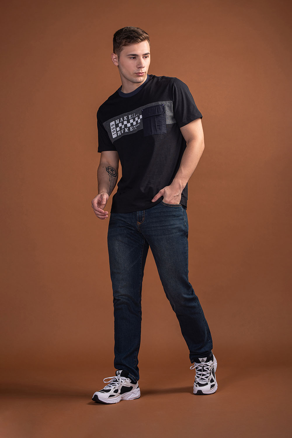 WOVEN DENIM JEANS - MEN - Dark indigo2311750137504030