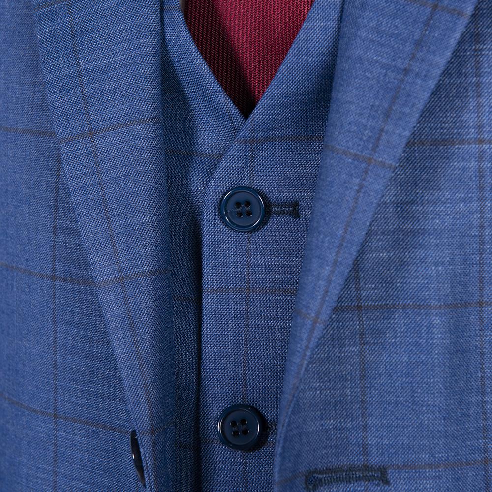 MENS WOOL SUIT WITH VEST FABIO COLLECTION -LIGHT BLUE-56