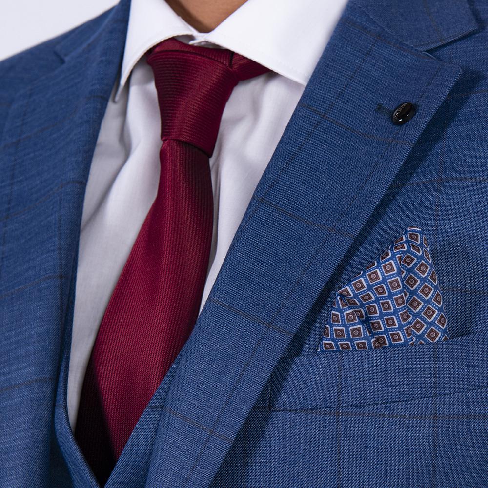 MENS WOOL SUIT WITH VEST FABIO COLLECTION -LIGHT BLUE-50