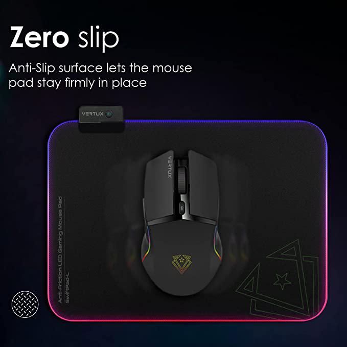 Vertux Foldable Gaming Mouse Pad | Large Mouse Pad for Gamers | RGB LED Lighting | Anti-Friction | 13 RGB LED Light Modes Gaming Mouse Pad | Non-Slip Rubber Base | Writing Pad for Office & Home- Black
