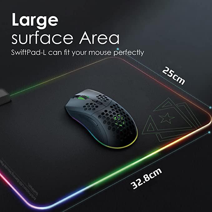 Vertux Foldable Gaming Mouse Pad | Large Mouse Pad for Gamers | RGB LED Lighting | Anti-Friction | 13 RGB LED Light Modes Gaming Mouse Pad | Non-Slip Rubber Base | Writing Pad for Office & Home- Black
