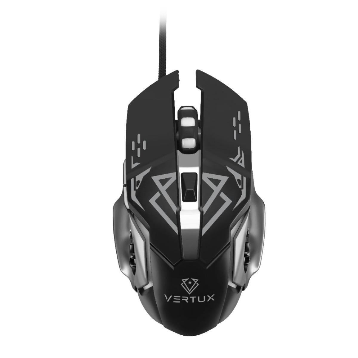 Vertux Drago Gaming Mouse | Up to 3200 DPI Optical Sensor | Multi-Color Backlit USB Wire Mouse | Anti-Tangle Braided Cable | 6 Buttons | Multi-Surface Tracking Mouse for PC, Laptop, Computer