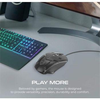 Vertux Sensei Ergonomic Optical USB Wired Computer Gaming Mouse, Up to 3200 DPI, 6 Configured Buttons, Anti-Skid Rubber Scroll, Silent Clicks, Rainbow LED Backlit, For PS4 / PC, Black | Sensei
