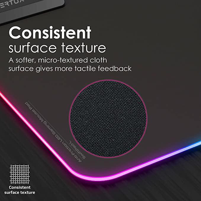 Vertux Foldable Gaming Mouse Pad | Large Mouse Pad for Gamers | RGB LED Lighting
