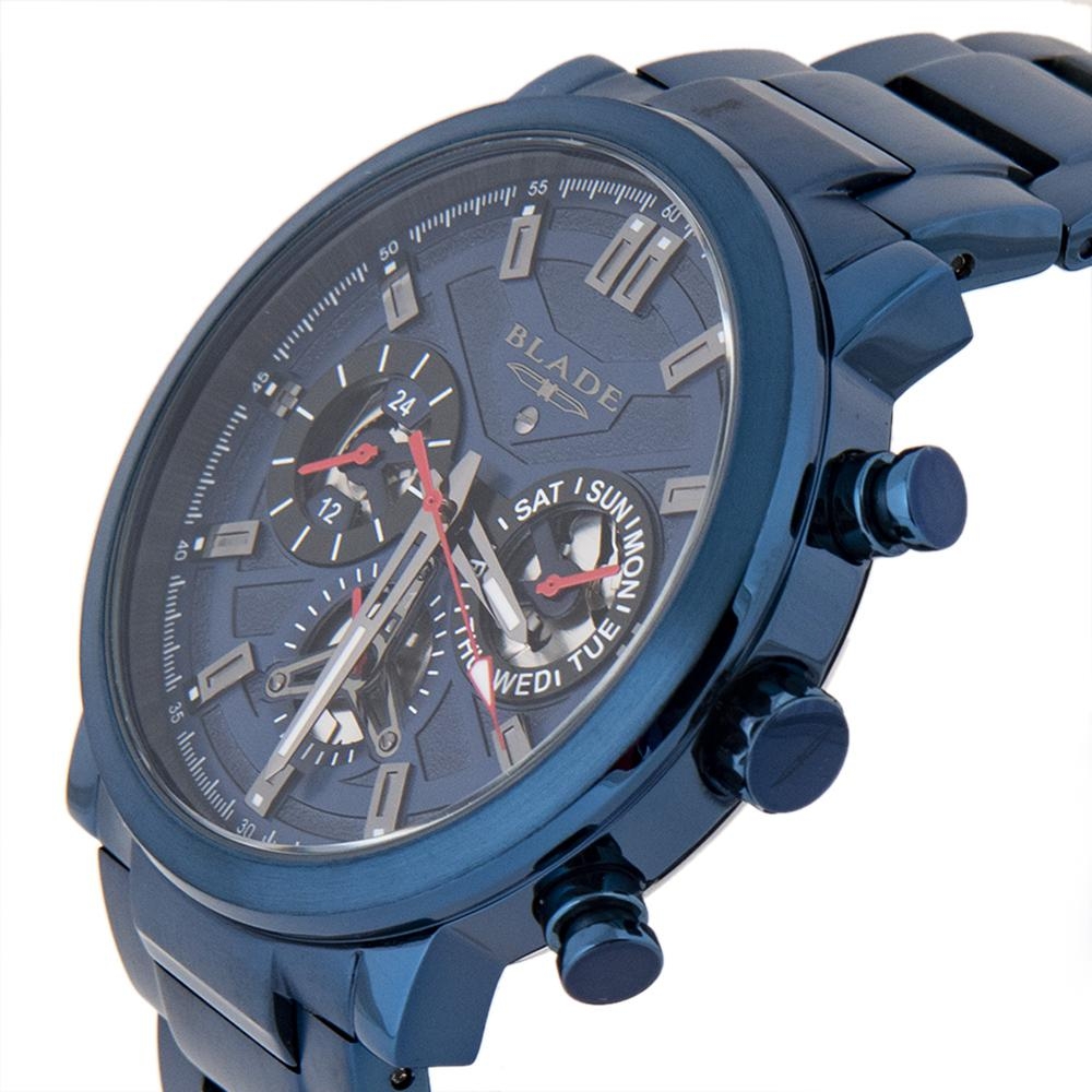 BLADE Aztec 3585G2BBB Blue SS Case and Band Multifunction Men"s Watch