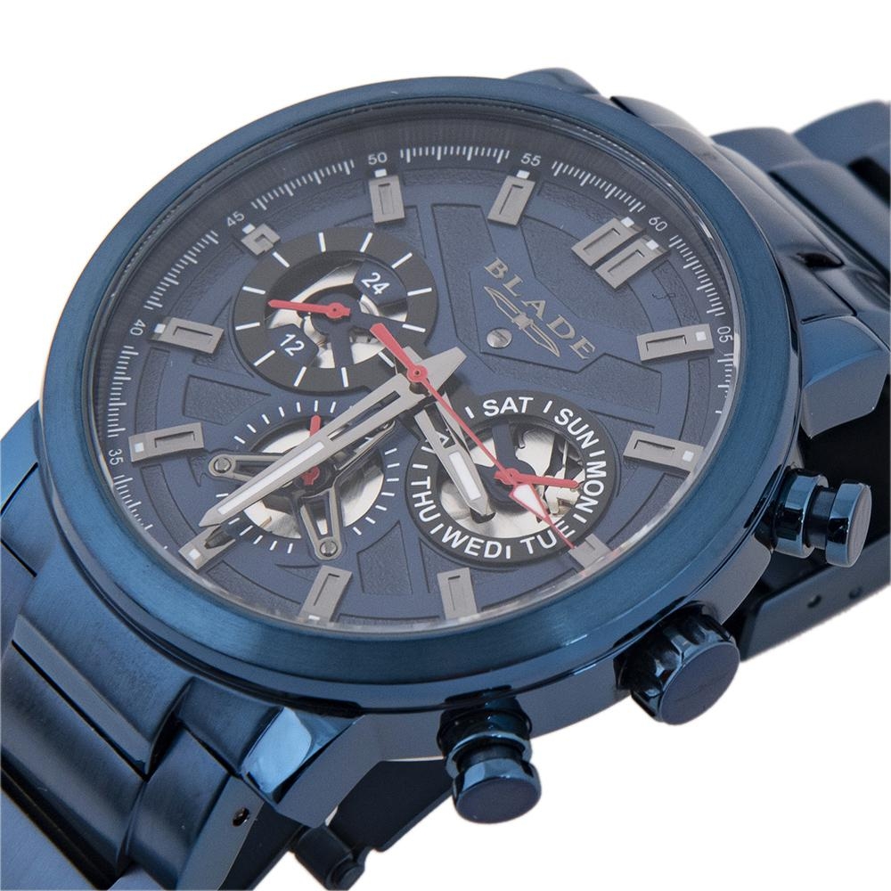 BLADE Aztec 3585G2BBB Blue SS Case and Band Multifunction Men"s Watch