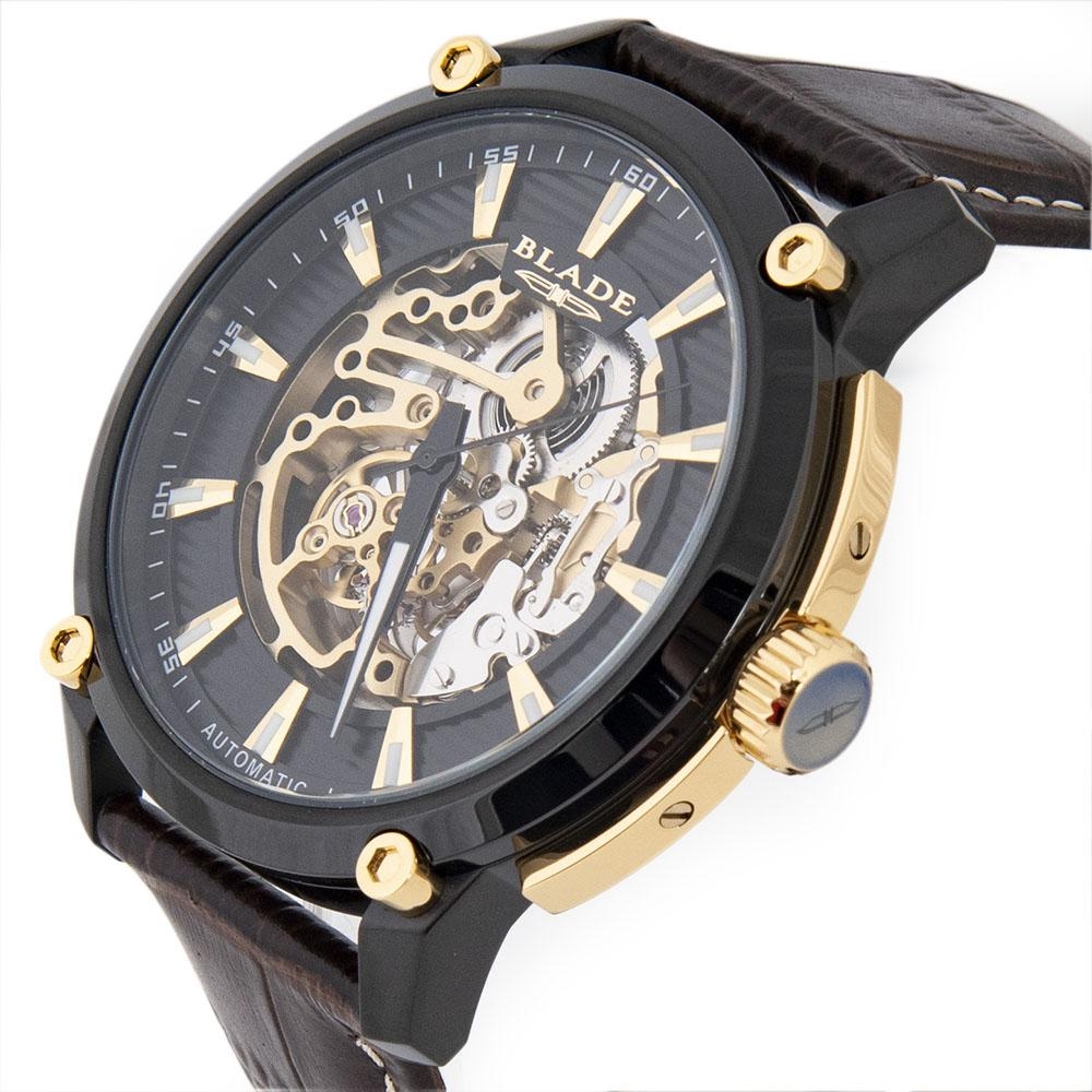 BLADE Guardian 3593G1NNO Black SS Case Brown Leather Men"s Watch