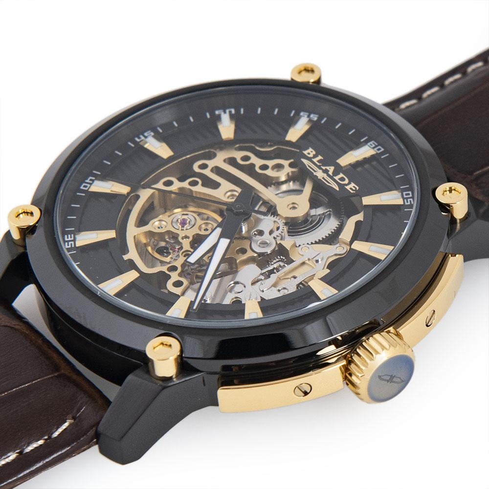 BLADE Guardian 3593G1NNO Black SS Case Brown Leather Men"s Watch