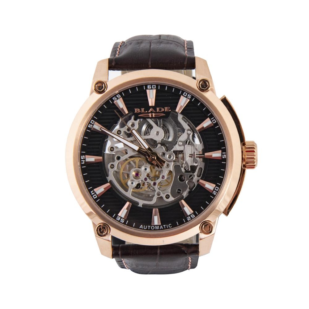 BLADE Guardian 3593G1RNO Rose Gold SS Case Brown Leather Men"s Watch