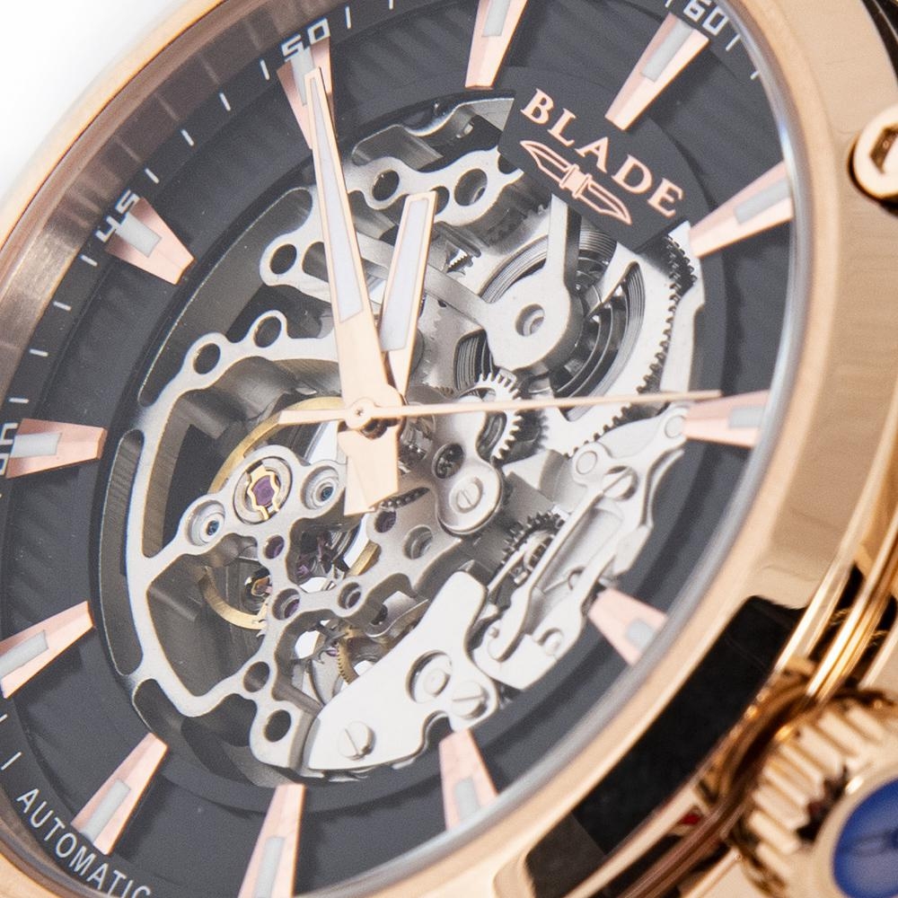 BLADE Guardian 3593G1RNO Rose Gold SS Case Brown Leather Men"s Watch