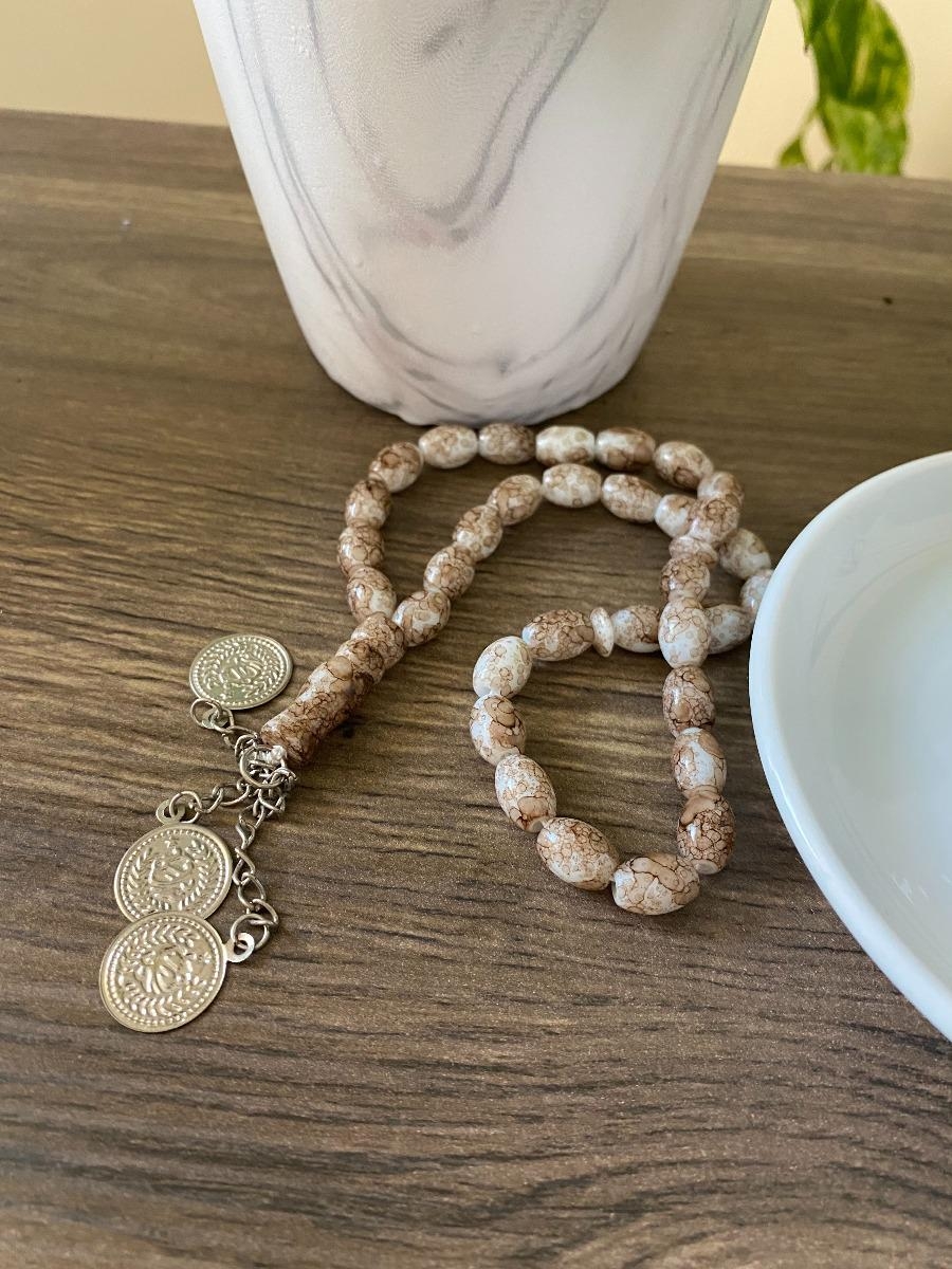 Prayer beads light brown dots rosary