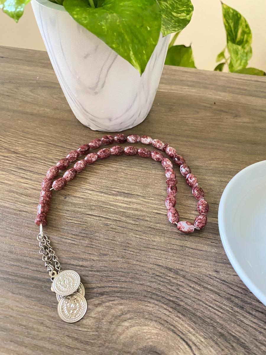 Prayer beads maroon rosary