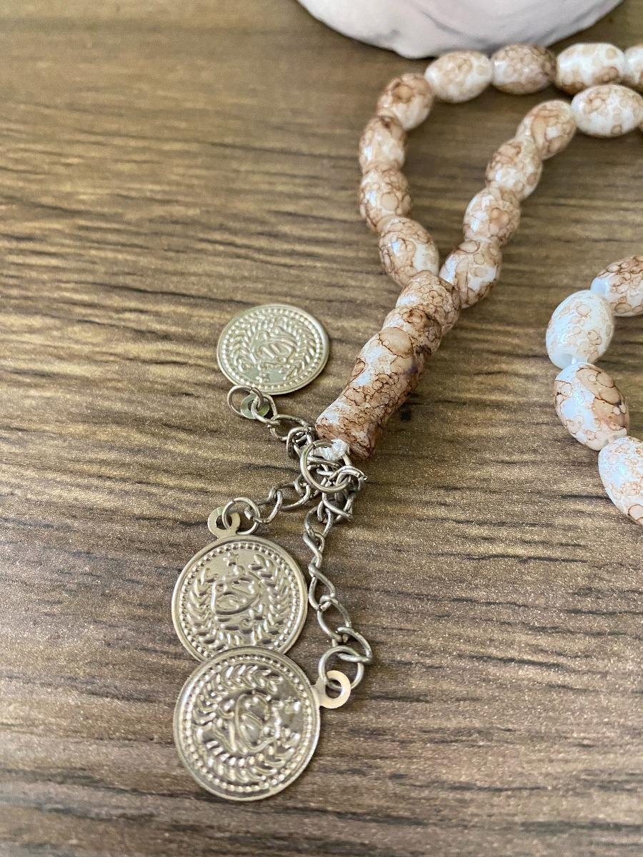 Prayer beads light brown dots rosary