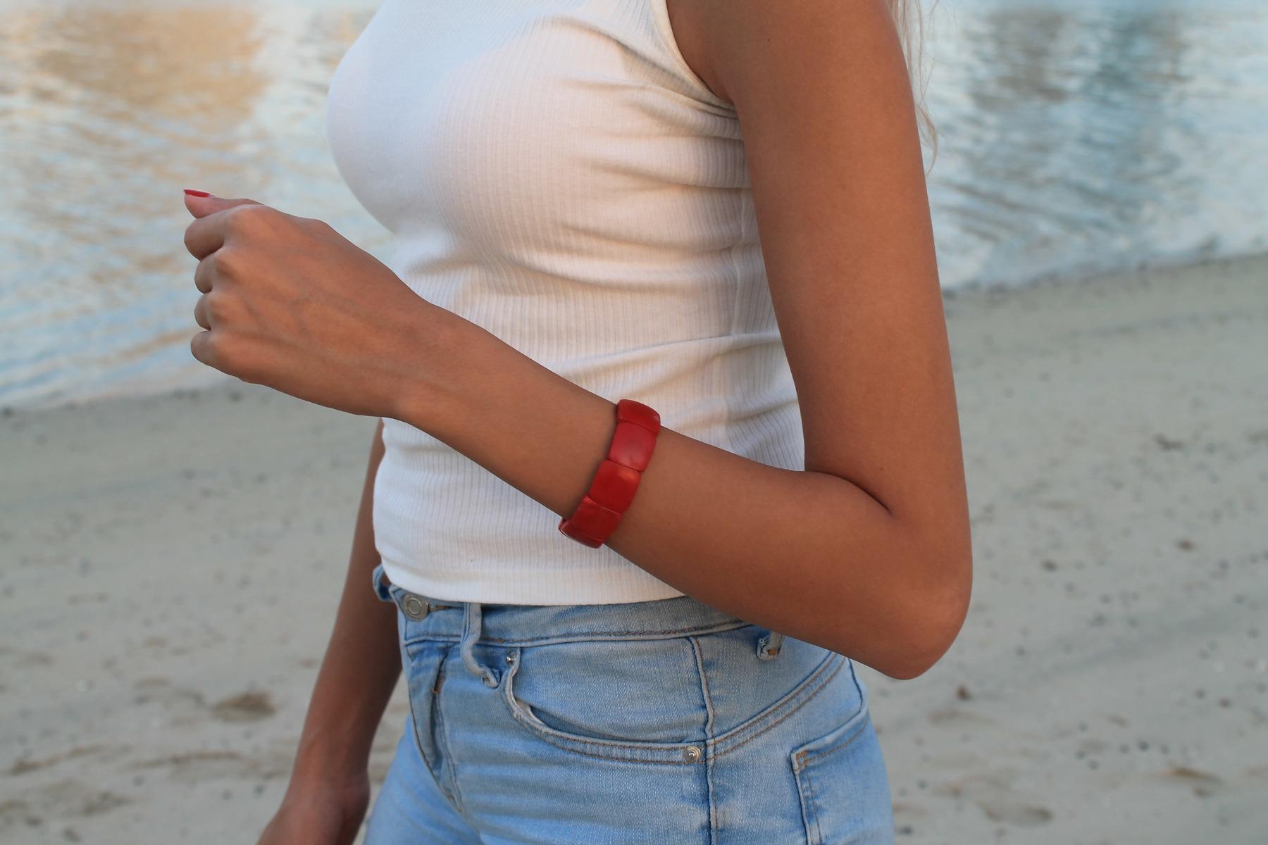 Pink women bracelet thick