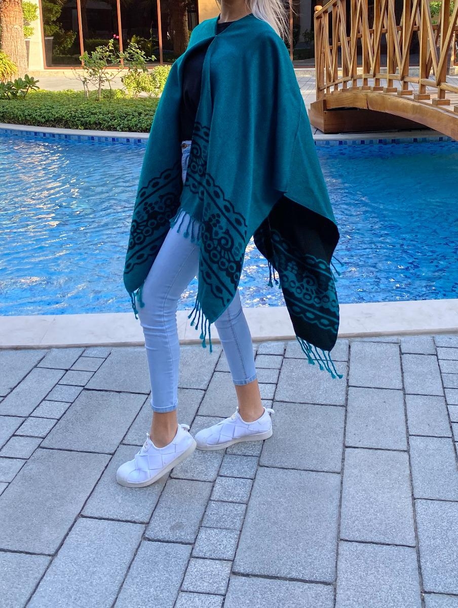 Poncho double layer green coat