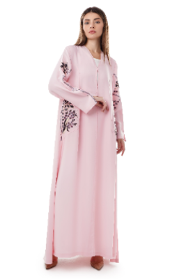 Embroidered Pink Crystalized Abaya
